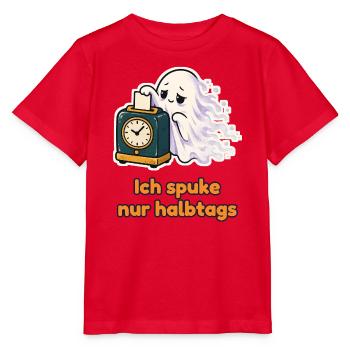 Ich spuke nur halbtags – Geist mit Stempelkarte - Stanley/Stella Kinder T-Shirt MINI CREATOR  - Rot - Vorne - Jaiden (125cm)