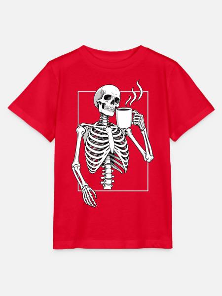 Skelett mit Morgenkaffee - Stanley/Stella Kinder T-Shirt MINI CREATOR - Rot