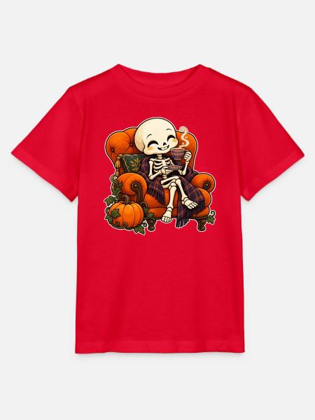 Friendly Skeleton Tea Time - Stanley/Stella Kinder T-Shirt MINI CREATOR - Rot
