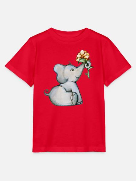 Aquarell Elefantenbaby mit Blume - Stanley/Stella Kinder T-Shirt MINI CREATOR  - Rot