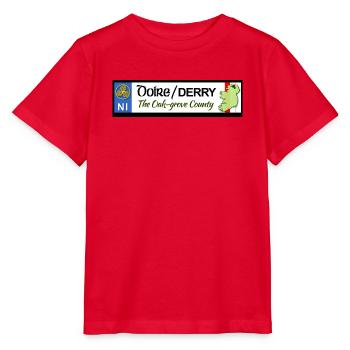 Derry Oak Leaf County Heritage Banner - Stanley/Stella Kinder T-Shirt MINI CREATOR  - Rot - Vorne - Jaiden (125cm)