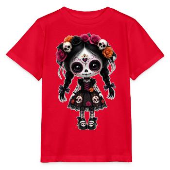 Halloween Dia de los muertos Puppe Kawaii gothic - Stanley/Stella Kinder T-Shirt MINI CREATOR  - Rot - Vorne - Jaiden (125cm)