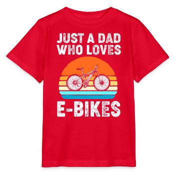 E-Bike EBike E Bike Papa Vatertag - Stanley/Stella Kinder T-Shirt MINI CREATOR  - Rot - Vorne - Jaiden (125cm)