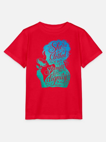 She is clothed in strength & dignity - Stanley/Stella Kinder T-Shirt MINI CREATOR - Rot
