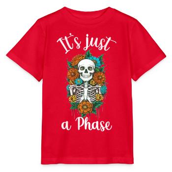 Halloween floral Skelett just a phase - Stanley/Stella Kinder T-Shirt MINI CREATOR  - Rot - Vorne - Jaiden (125cm)