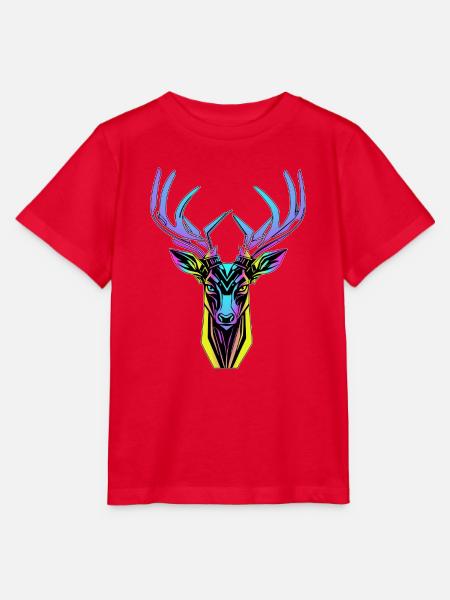 Neon-Hirschkopf - Stanley/Stella Kinder T-Shirt MINI CREATOR - Rot