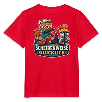 Scheibenweise glücklich – Discgolf - Stanley/Stella Kinder T-Shirt MINI CREATOR  - Rot - Vorne - Jaiden (125cm)