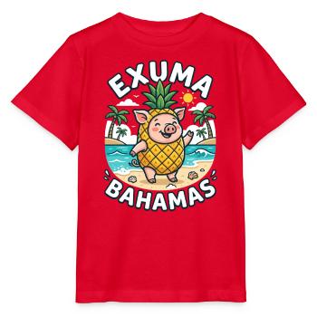 Exuma Bahamas Ananas Schwein - Stanley/Stella Kinder T-Shirt MINI CREATOR  - Rot - Vorne - Jaiden (125cm)