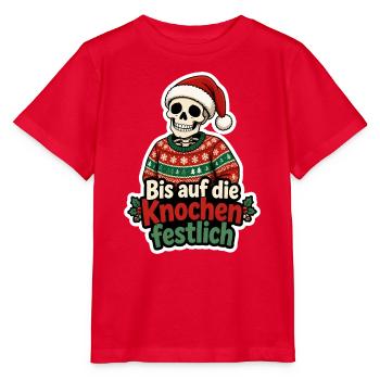 Bis auf die Knochen festlich Skelett Weihnachten - Stanley/Stella Kinder T-Shirt MINI CREATOR  - Rot - Vorne - Jaiden (125cm)