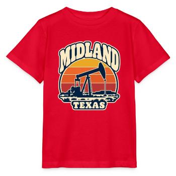 Texas Midland Ölpumpen Sunset - Stanley/Stella Kinder T-Shirt MINI CREATOR  - Rot - Vorne - Jaiden (125cm)