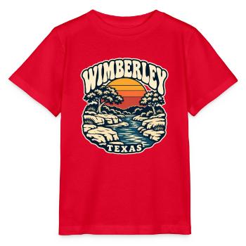Texas Wimberley Sonnenuntergang Fluss - Stanley/Stella Kinder T-Shirt MINI CREATOR  - Rot - Vorne - Jaiden (125cm)