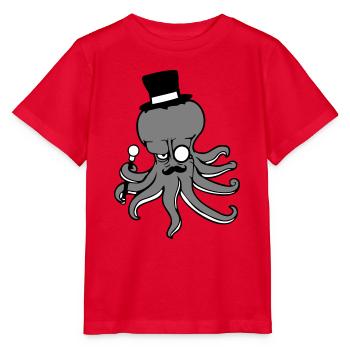 Kraken Mr. Sir Top Hat Monocle Glasses Empire - Stanley/Stella MINI CREATOR Kids’ T-Shirt - red - Front - Jaiden (125cm)