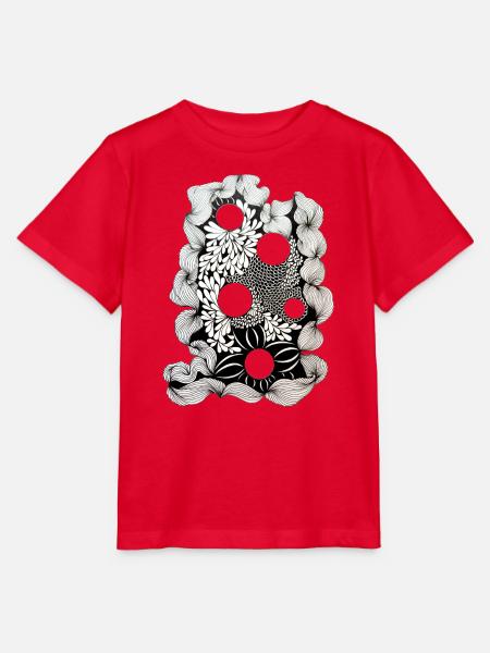 Schwarze Blütenring-Muster - Stanley/Stella Kinder T-Shirt MINI CREATOR - Rot