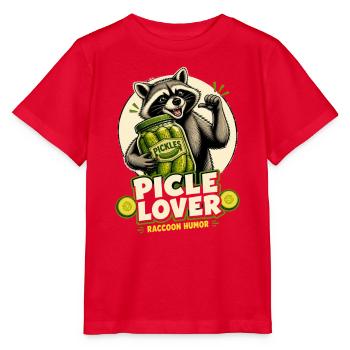 Waschbär Pickle-Lover Cartoon - Stanley/Stella Kinder T-Shirt MINI CREATOR  - Rot - Vorne - Jaiden (125cm)