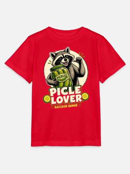 Waschbär Pickle-Lover Cartoon - Stanley/Stella Kinder T-Shirt MINI CREATOR  - Rot