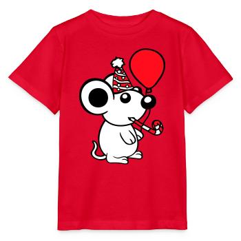 Mouse Birthday Party Birthday Party Party Hat - Stanley/Stella MINI CREATOR Kids’ T-Shirt - red - Front - Jaiden (125cm)