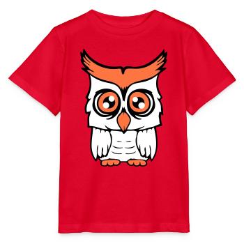 Eule Vogel Uhu Nachtvogel Schleiereule Kauz Comic - Stanley/Stella Kinder T-Shirt MINI CREATOR  - Rot - Vorne - Jaiden (125cm)