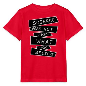 La science se moque de ce que vous croyez Logo des faits - T-shirt bio MINI CREATOR Stanley/Stella Enfant - rouge - Devant - Jaiden (125cm)