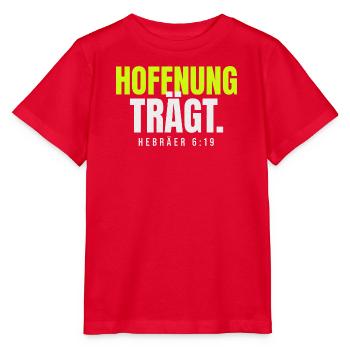 Hoffnung trägt – Hebräer 6,19 - Stanley/Stella Kinder T-Shirt MINI CREATOR  - Rot - Vorne - Jaiden (125cm)