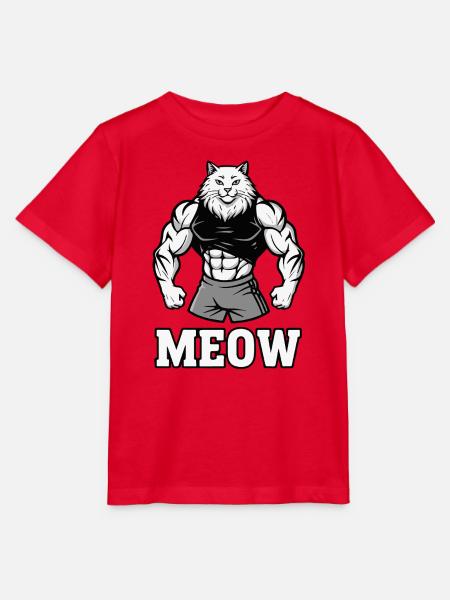 Meow Gym Cat – lustiger Bodybuilding-Humor - Stanley/Stella Kinder T-Shirt MINI CREATOR  - Rot
