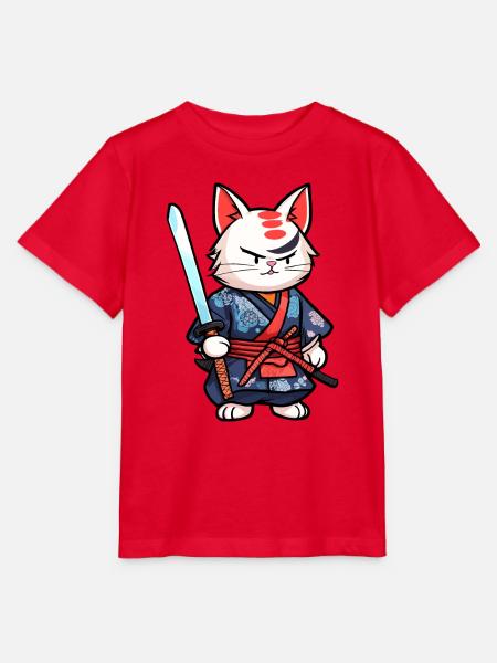 Samurai-Katze #25 - Stanley/Stella Kinder T-Shirt MINI CREATOR - Rot
