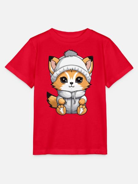 Fuchs Winter Comic - Stanley/Stella Kinder T-Shirt MINI CREATOR - Rot