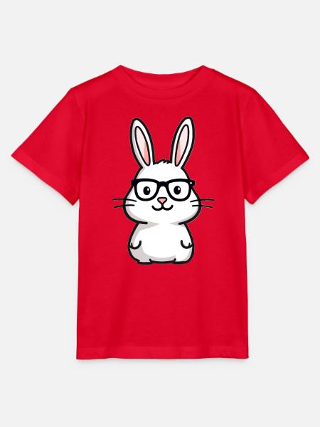 Kaninchen mit Brille  - Stanley/Stella Kinder T-Shirt MINI CREATOR  - Rot