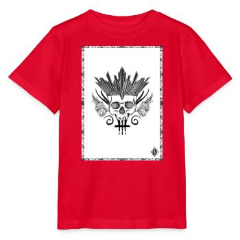 Crâne couronné d'épées noir et blanc - T-shirt bio MINI CREATOR Stanley/Stella Enfant - rouge - Devant - Jaiden (125cm)