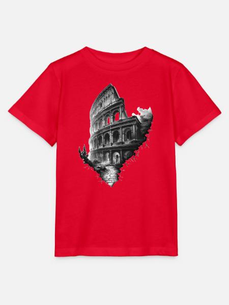 Ätherisches schwarz-weißes Kolosseum - Stanley/Stella Kinder T-Shirt MINI CREATOR - Rot