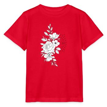 Rosen im schwarz-weißen Blumenmuster - Stanley/Stella Kinder T-Shirt MINI CREATOR  - Rot - Vorne - Jaiden (125cm)
