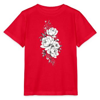 Zeitlose Graustufen-Floral - Stanley/Stella Kinder T-Shirt MINI CREATOR  - Rot - Vorne - Jaiden (125cm)