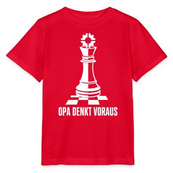 Opa Denkt Voraus – Schach König Zahnrad Design - Stanley/Stella Kinder T-Shirt MINI CREATOR  - Rot - Vorne - Jaiden (125cm)