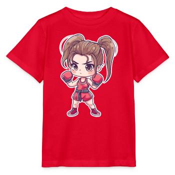 Kleine Kickboxerin Anime Look - Stanley/Stella Kinder T-Shirt MINI CREATOR  - Rot - Vorne - Jaiden (125cm)