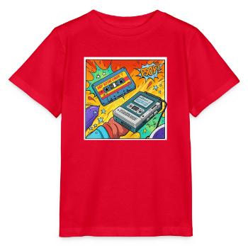90er-Vibes: Walkman-Kult im Comic-Look - Stanley/Stella Kinder T-Shirt MINI CREATOR  - Rot - Vorne - Jaiden (125cm)