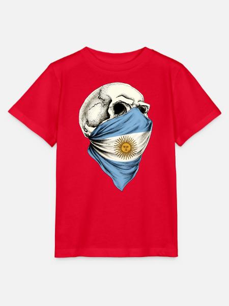 Argentina Argentinos argentinische Flaggenschädel - Stanley/Stella Kinder T-Shirt MINI CREATOR - Rot