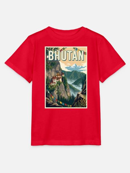 Erleben Sie die Berglandschaften Bhutans - Stanley/Stella Kinder T-Shirt MINI CREATOR - Rot