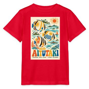 Erkunden Sie Aitutaki in der Retro-Lagune der Cookinseln - Stanley/Stella Kinder T-Shirt MINI CREATOR  - Rot - Vorne - Jaiden (125cm)