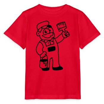 Painter with brush and paint - line - Stanley/Stella MINI CREATOR Kids’ T-Shirt - red - Front - Jaiden (125cm)