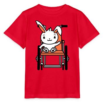 Hase Rollstuhl winkt behindert laufen krank Beine - Stanley/Stella Kinder T-Shirt MINI CREATOR  - Rot - Vorne - Jaiden (125cm)