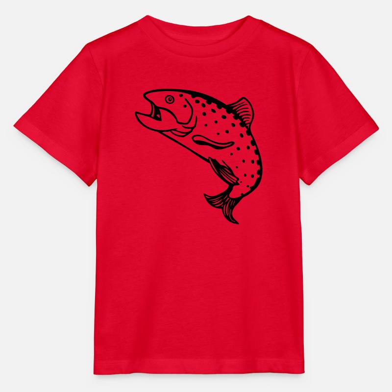 dessin pêcheur Truite saumon poisson pêche fun - T-shirt bio MINI CREATOR Stanley/Stella Enfant - rouge
