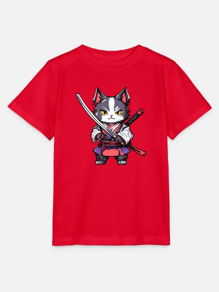 Samurai-Katze #20 - Stanley/Stella Kinder T-Shirt MINI CREATOR - Rot