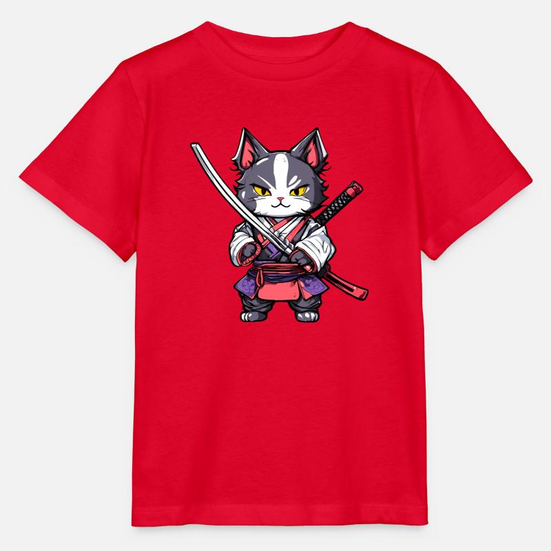Samurai-Katze #20 - Stanley/Stella Kinder T-Shirt MINI CREATOR  - Rot