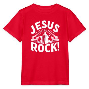 Jesus ist mein Fels in der Brandung - Stanley/Stella Kinder T-Shirt MINI CREATOR  - Rot - Vorne - Jaiden (125cm)