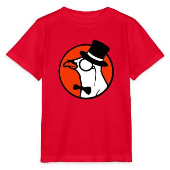Sir Bird chapeau haut de forme Monocle Lunettes Rich M. - T-shirt bio MINI CREATOR Stanley/Stella Enfant - rouge - Devant - Jaiden (125cm)