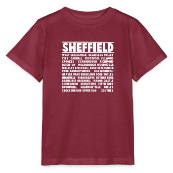 Sheffield Stadt (weiß) - Stanley/Stella Kinder T-Shirt MINI CREATOR  - Burgunderrot - Vorne - Kain (125cm)