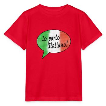 Ich spreche Italienisch mit Flagge als Sprechblase - Stanley/Stella Kinder T-Shirt MINI CREATOR  - Rot - Vorne - Jaiden (125cm)