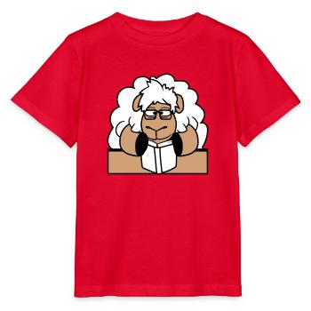 Sheep Nerd Geek Book Reading Nerd Horn-Rimmed Glasses Desk - Stanley/Stella MINI CREATOR Kids’ T-Shirt - red - Front - Jaiden (125cm)