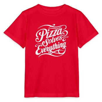 Pizza solves everything - Stanley/Stella MINI CREATOR Kids’ T-Shirt - red - Front - Jaiden (125cm)