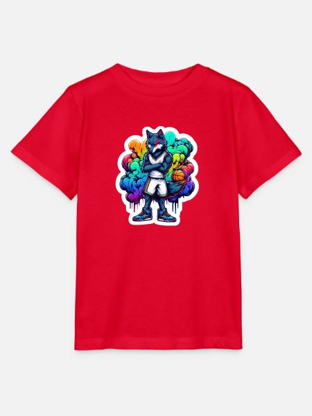 Basketball Wolfpack - Stanley/Stella Kinder T-Shirt MINI CREATOR  - Rot