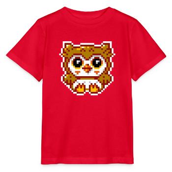 8bit Eule - Stanley/Stella Kinder T-Shirt MINI CREATOR  - Rot - Vorne - Jaiden (125cm)